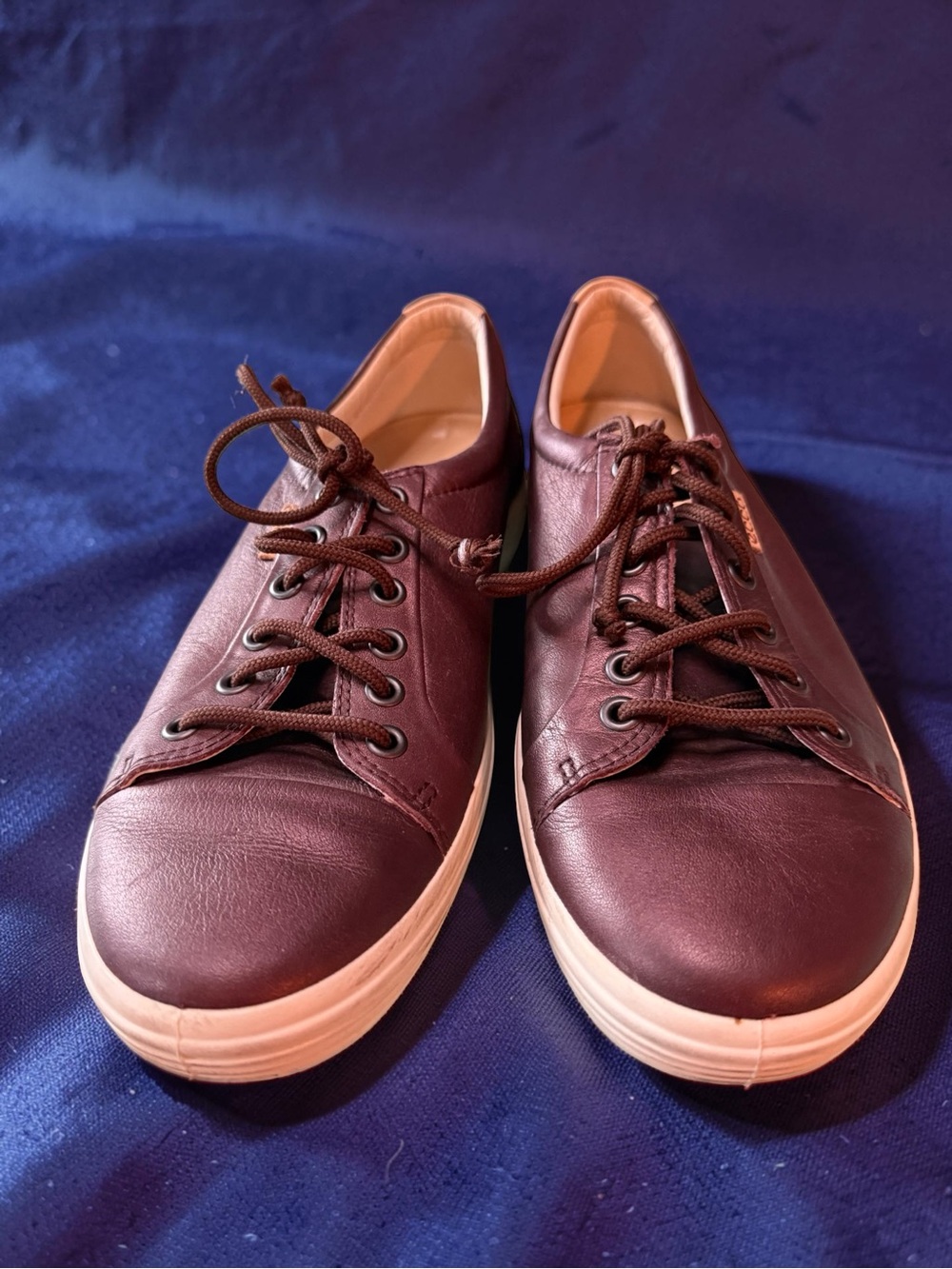 Ecco Women's Leather Sneakers - Burgundy with White Sole